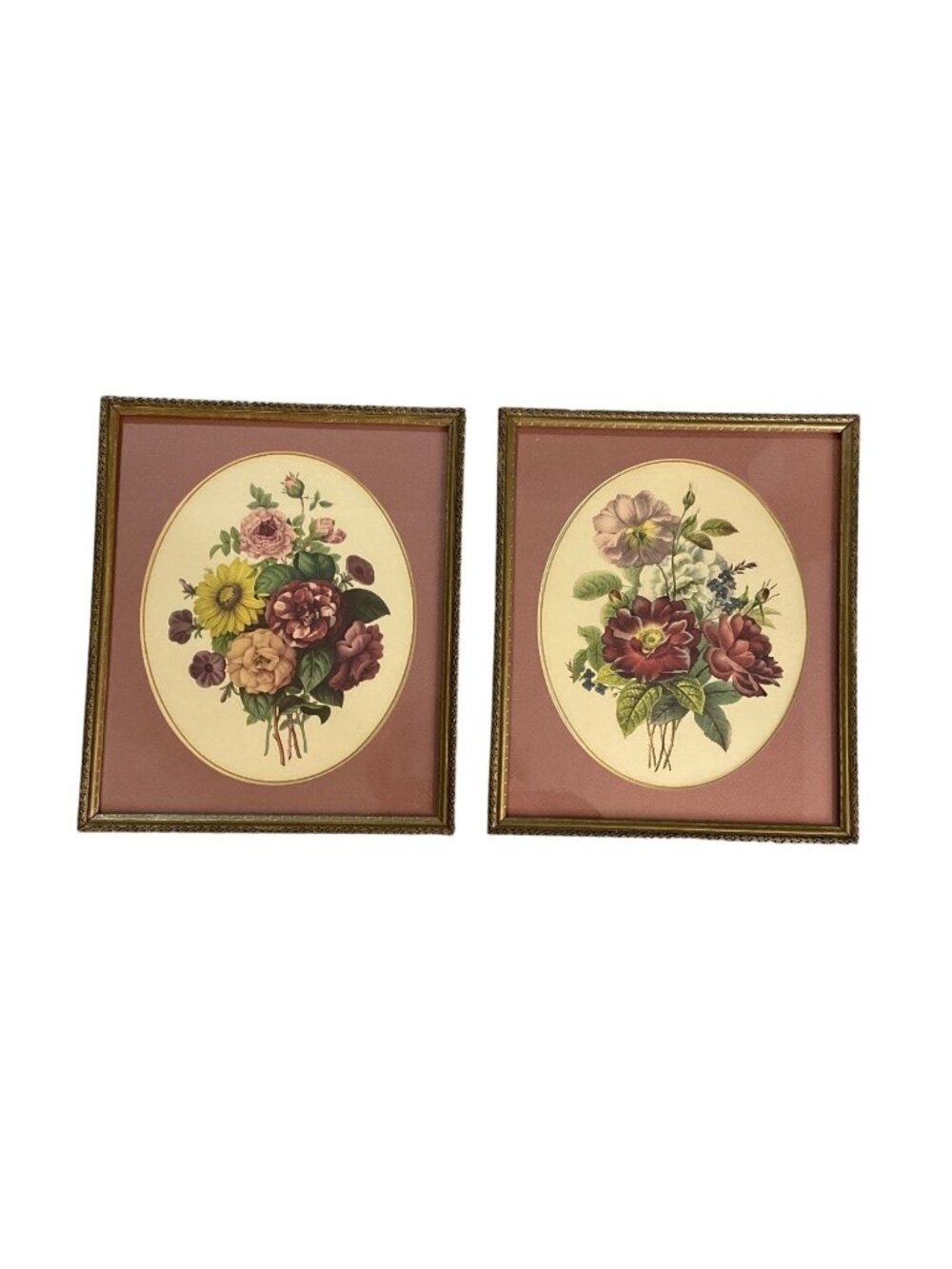 Vintage Framed Botanical Prints  J.L. Prevost Set Of 2 Floral Cottagecore